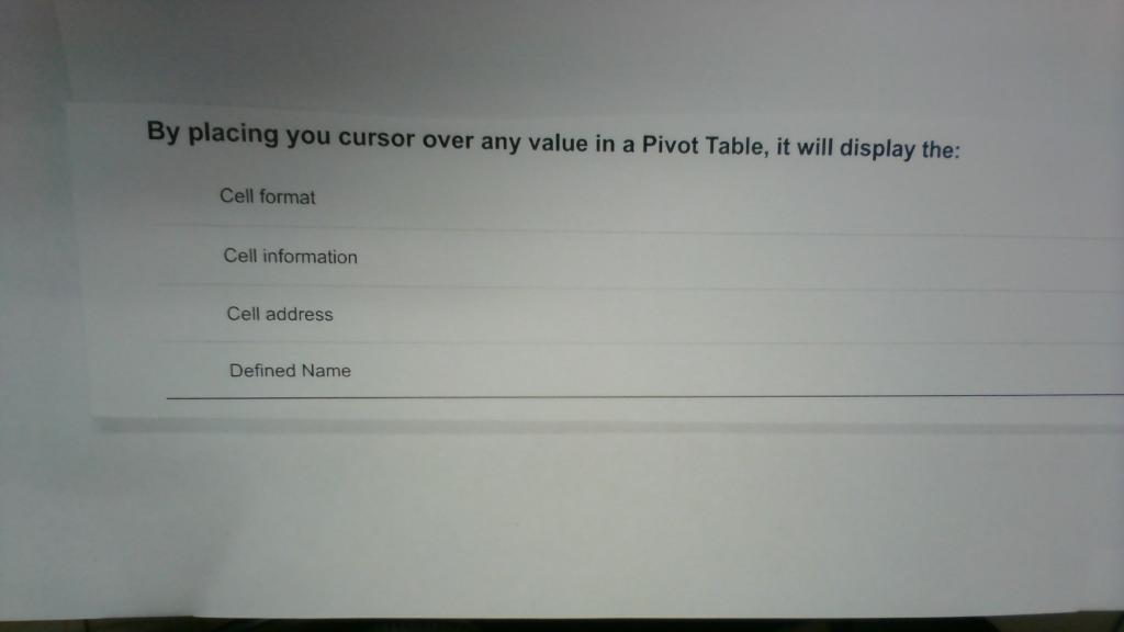 By Placing You Cursor Over Any Value In A Pivot Table It Will Display The Cell Format Cell Information Cell Address De 1