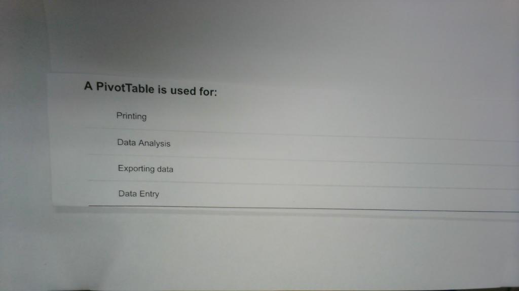 A Pivottable Is Used For Printing Data Analysis Exporting Data Data Entry 1
