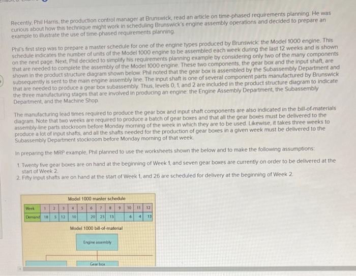 Recently Phil Harris The Production Control Manager At Brunswick Read An Article On Time Phased Requirements Planning 1