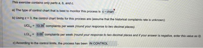 This Exercise Contains Only Parts A B And C A The Type Of Control Chart That Is Best To Monitor This Process Is C Ch 1
