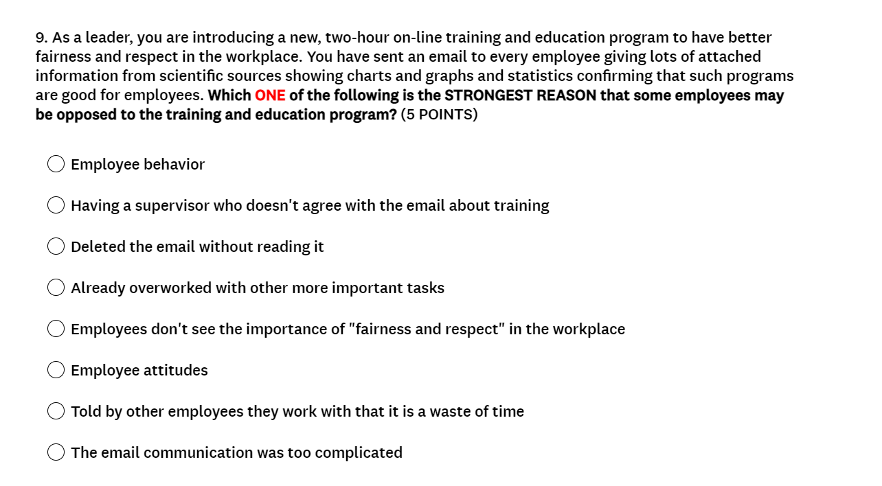 As A Leader You Are Introducing A New Two Hour On Line Training And Education Program To Have Better Fairness And Resp 1