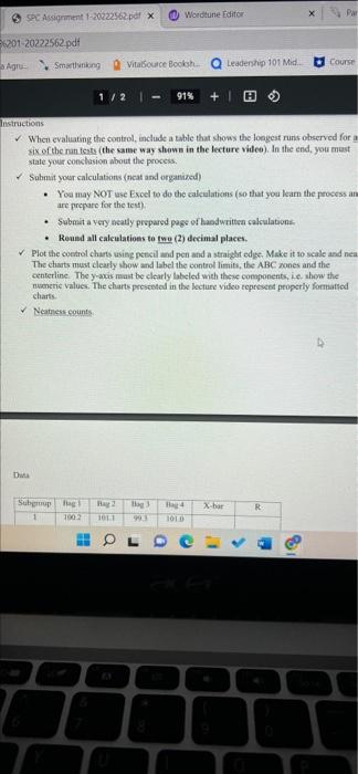 1 2 91 Mgmt 4630 Spc Assignment Read The Scenario Below Then Construct And Interpect The Appropriate Control Cha 2