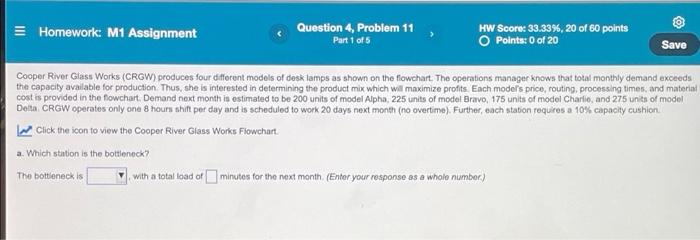 Homework M1 Assignment Question 4 Problem 11 Part 1 Of 5 The Bottleneck Is Hw Score 33 33 20 Of 60 Points O Point 1