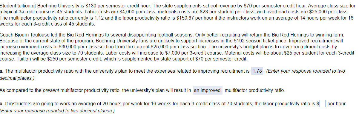 Student Tuition At Boehring University Is 180 Per Semester Credit Hour The State Supplements School Revenue By 70 Per 1