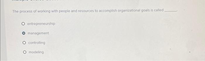 The Process Of Working With People And Resources To Accomplish Organizational Goals Is Called Entrepreneurship Manageme 1