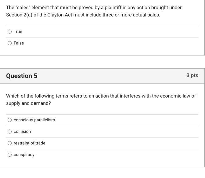 The Sales Element That Must Be Proved By A Plaintiff In Any Action Brought Under Section 2 A Of The Clayton Act Must 1