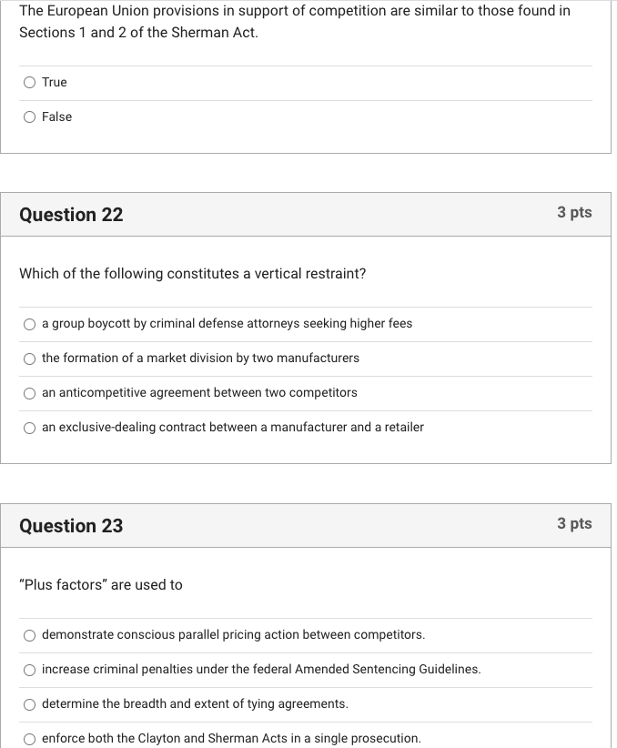 The European Union Provisions In Support Of Competition Are Similar To Those Found In Sections 1 And 2 Of The Sherman Ac 1