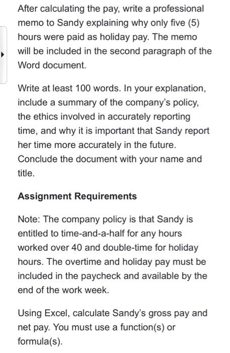Scenario You Are The Payroll Manager At Widgets R Us You Need To Calculate An Employee S Gross And Net Pay Based On Th 3