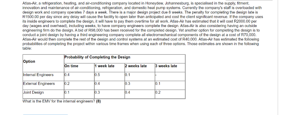 1 What Is The Emv For Joint Engineers 2 What Is The Emv For External And Internal Engineers 1