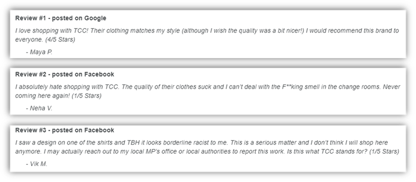 Review 1 Posted On Google I Love Shopping With Tcc Their Clothing Matches My Style Although I Wish The Quality Was 1