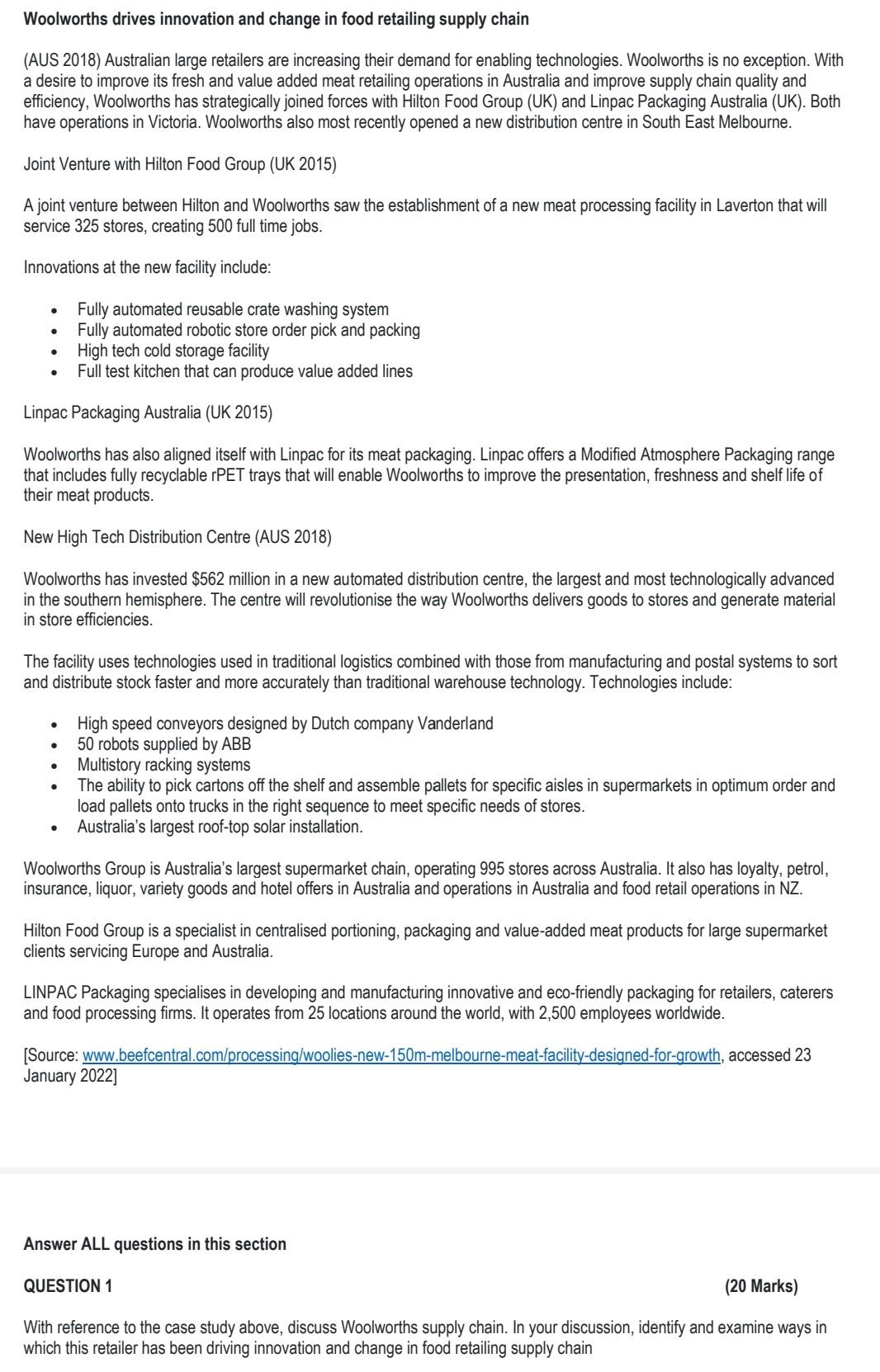 Woolworths Drives Innovation And Change In Food Retailing Supply Chain Aus 2018 Australian Large Retailers Are Increas 1
