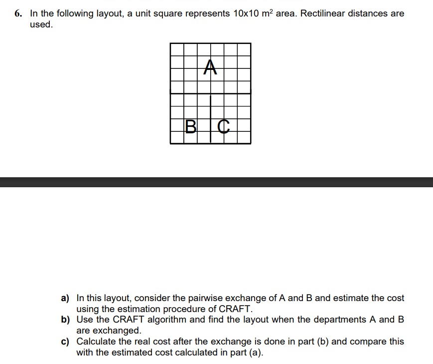 6 In The Following Layout A Unit Square Represents 10x10 M2 Area Rectilinear Distances Are Used A Bc A In This Layo 1