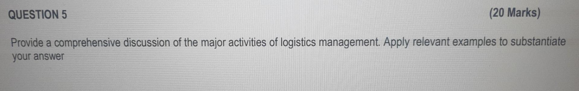 Question 5 Please Help Worth 20 Marks 1