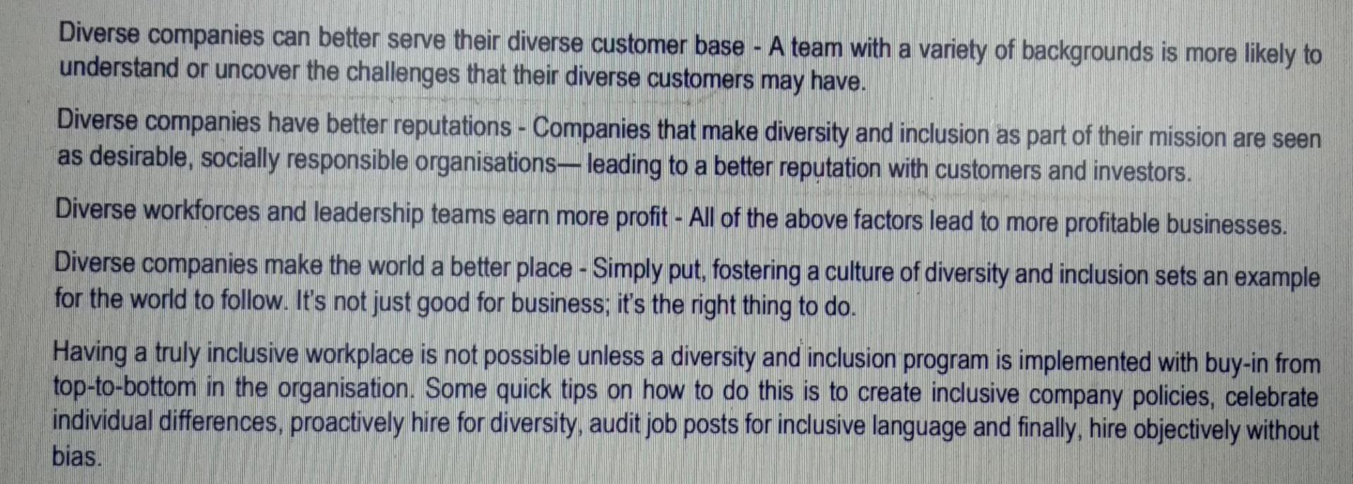 The Benefits Of Diversity In The Workplace Diversity In The Workplace Means That A Company Has Employees That Vary By Ma 2