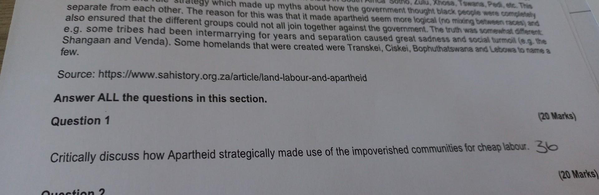Separate From Each Other The Reason For This Was That It Made Apartheid Seem More Logical No Mixing Between Races And 1