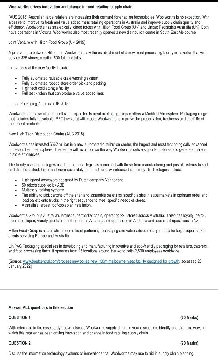 Woolworths Drives Innovation And Change In Food Retailing Supply Chain Aus 2018 Australian Large Retailers Are Increas 1