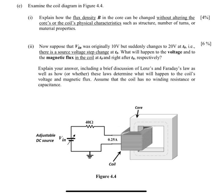 E Examine The Coil Diagram In Figure 4 4 I Explain How The Flux Density B In The Core Can Be Changed Without Alteri 1