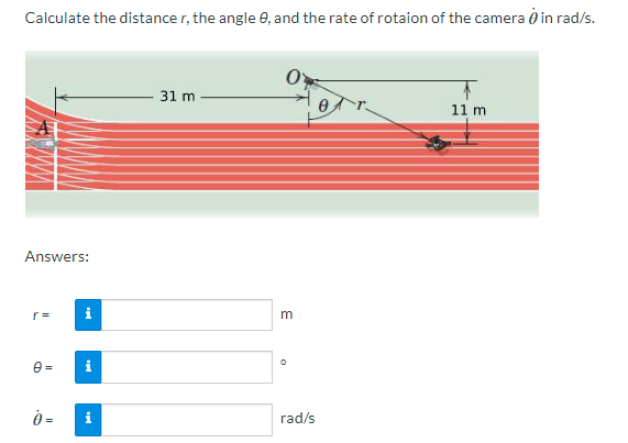 Calculate The Distance R The Angle 0 And The Rate Of Rotaion Of The Camera In Rad S Answers R 0 0 I I 31 M M 0 R 1