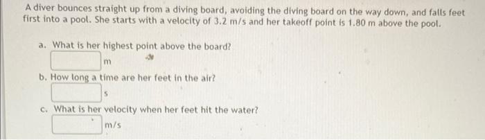 A Diver Bounces Straight Up From A Diving Board Avoiding The Diving Board On The Way Down And Falls Feet First Into A 1