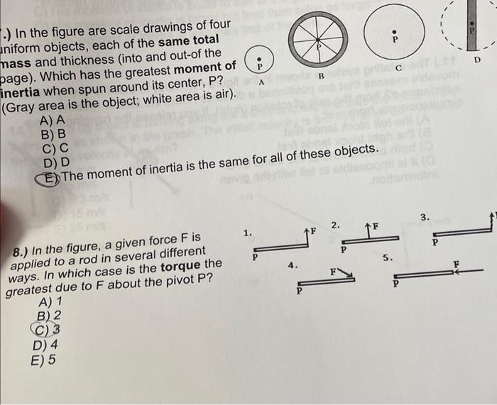 In The Figure Are Scale Drawings Of Four Uniform Objects Each Of The Same Total Mass And Thickness Into And Out Of 1