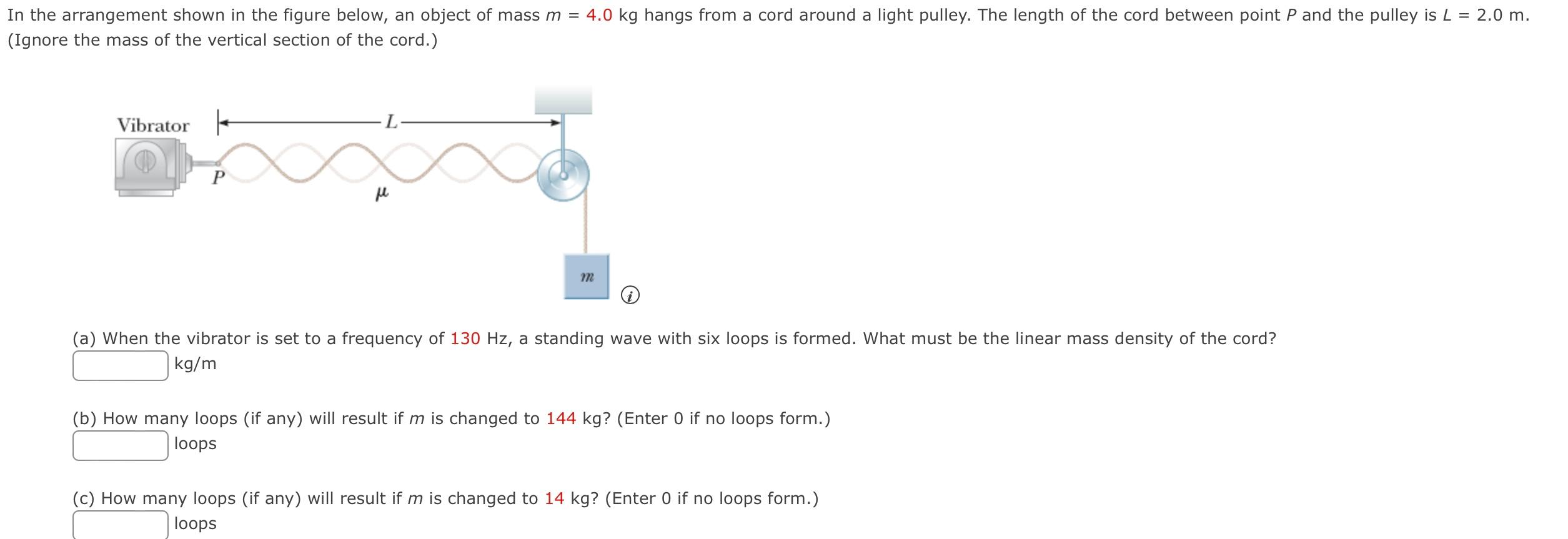 In The Arrangement Shown In The Figure Below An Object Of Mass M 4 0 Kg Hangs From A Cord Around A Light Pulley The 1