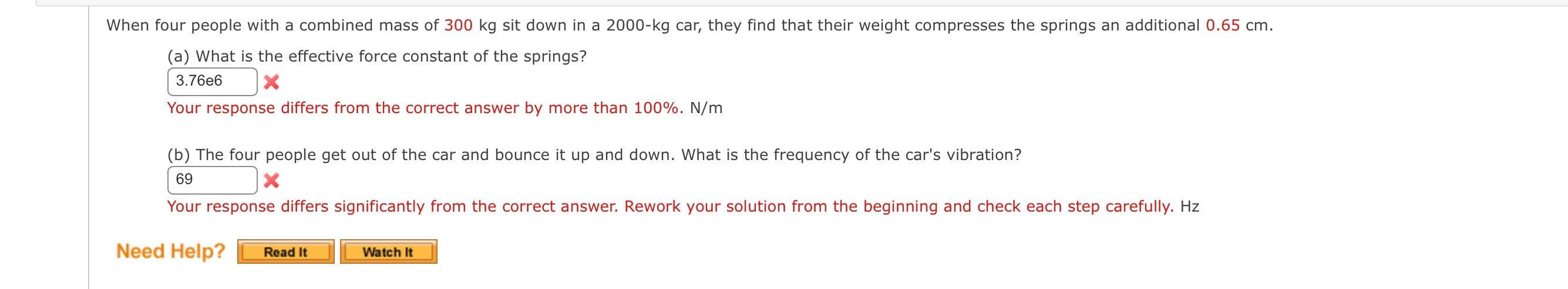When Four People With A Combined Mass Of 300 Kg Sit Down In A 2000 Kg Car They Find That Their Weight Compresses The Sp 1