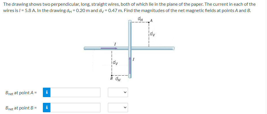 The Drawing Shows Two Perpendicular Long Straight Wires Both Of Which Lie In The Plane Of The Paper The Current In E 1