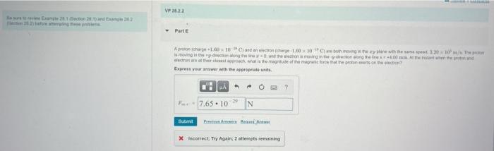 Be Sure To Review Example 28 1 Ection 28 1 And Examp 22 Ore Aging The Protes Vp 28 2 2 Part A Proton Charge 1 00 10c 1