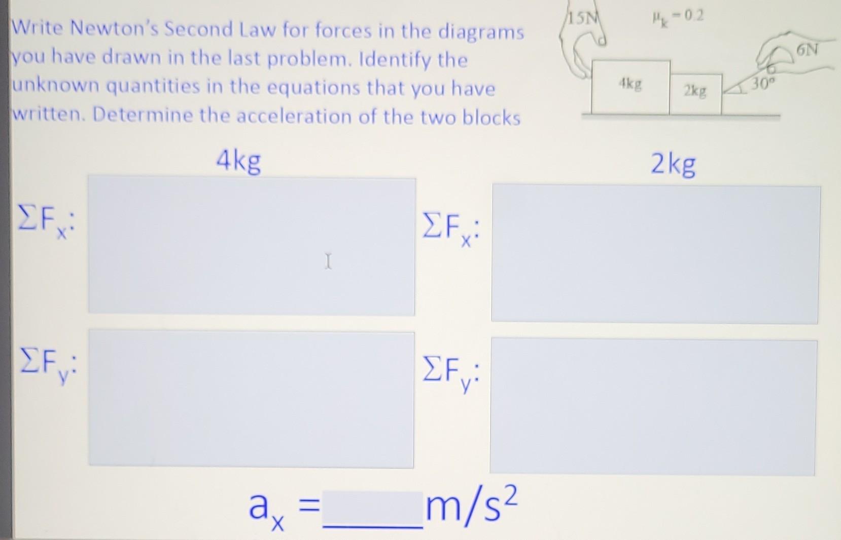 4 In Lab Sketch A Free Body Diagram I E A Force Diagram For Each Object A 2 0kg Block Hangs At Rest As Shown In T 3