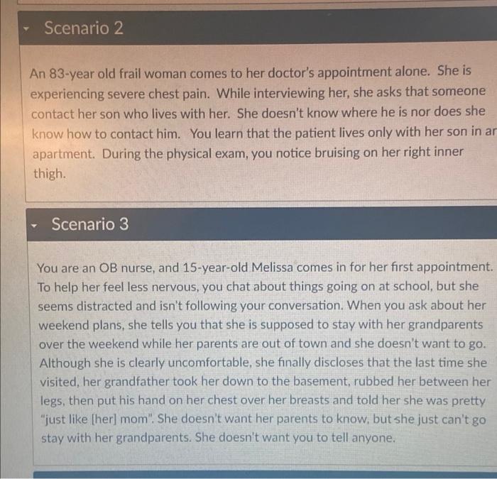 Scenario 2 An 83 Year Old Frail Woman Comes To Her Doctor S Appointment Alone She Is Experiencing Severe Chest Pain Wh 2