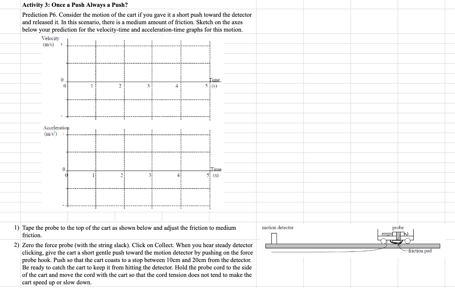Activity 3 Once A Push Always A Push Prediction P6 Consider The Motion Of The Cart If You Gave It A Short Push Toward 1