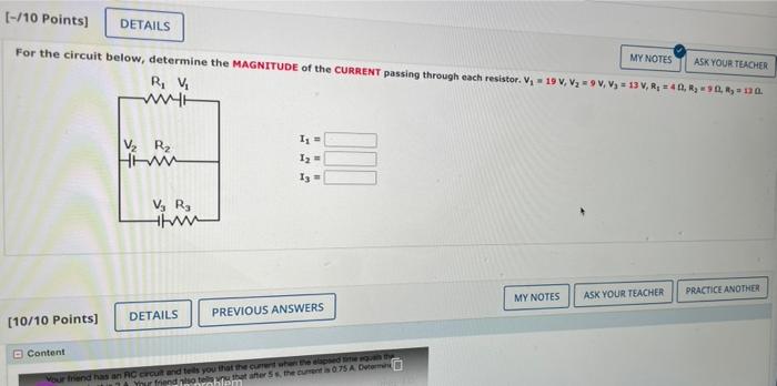 Problem For The Circuit Below Determine The Current Passing Through V V R3 R33 60 R3 9q V 4 V V 6 V T R 2