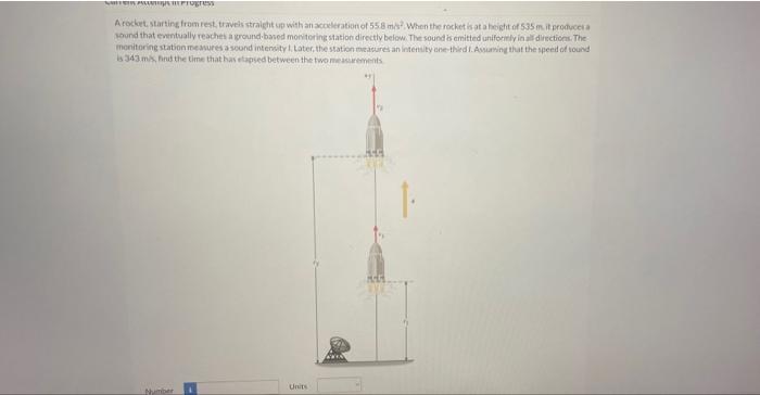 Progress A Rocket Starting From Rest Travels Straight Up With An Acceleration Of 55 8 M S When The Rocket Is At A Hei 1