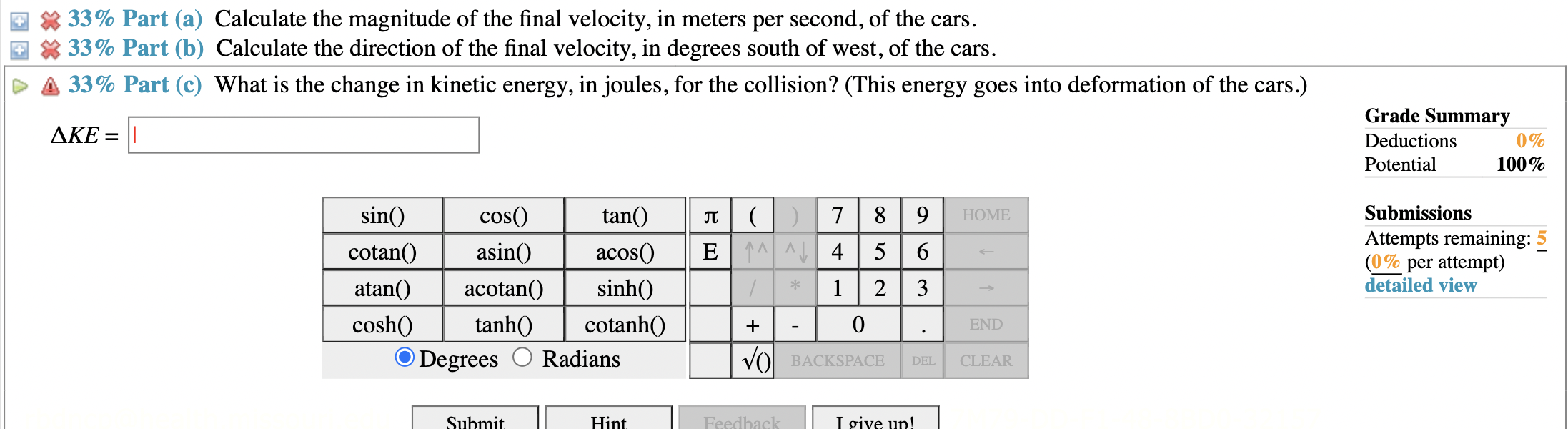 11 Problem 9 Two Cars Collide At An Icy Intersection And Stick Together Afterward The First Car Has A Mass Of 1050 2