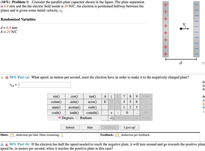 10 Problem 1 Consider The Parallel Plate Capacitor Shown In The Figure The Plate Separation Is 6 4 Mm And The The E 1