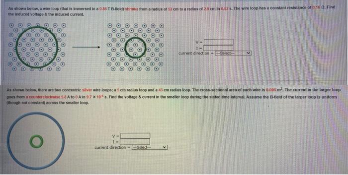 The Resistivity Of Silver Is 1 59 X 10 8 Part A As Shown Below A Wire Loop That Is Immersed In A 0 86 T B Field Sh 2