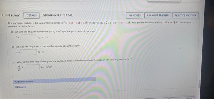15 3 Points Details Osuniphys 11 2 P 042 Articularitat 10 Partic S Post Ta What Is The Angular Moment Kgm Of 6