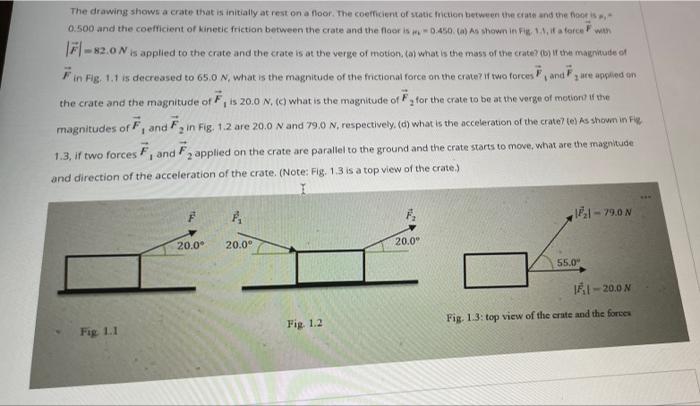The Drawing Shows A Crate That Is Initially At Rest On A Floor The Coefficient Of Static Friction Between The Crate And 2