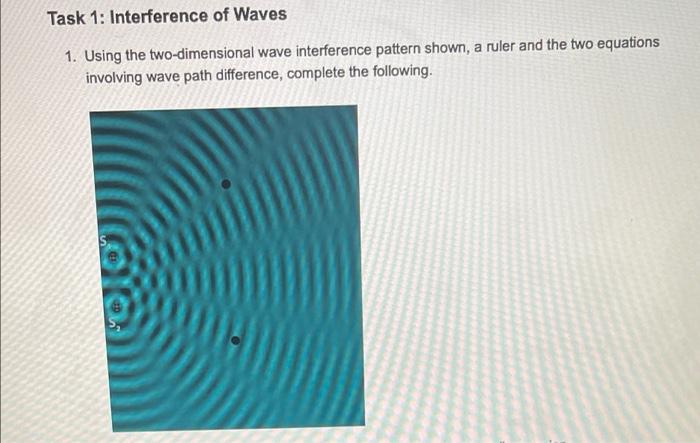 Task 1 Interference Of Waves 1 Using The Two Dimensional Wave Interference Pattern Shown A Ruler And The Two Equation 1