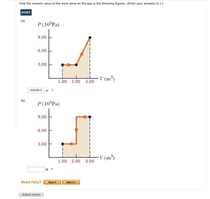 Find The Numeric Value Of The Work Done On The Gas In The Following Figures Enter Your Answers In J Hint B P 105p 1