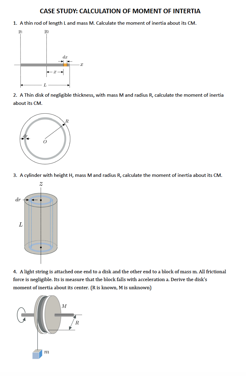 Case Study Calculation Of Moment Of Intertia 1 A Thin Rod Of Length L And Mass M Calculate The Moment Of Inertia Abou 1