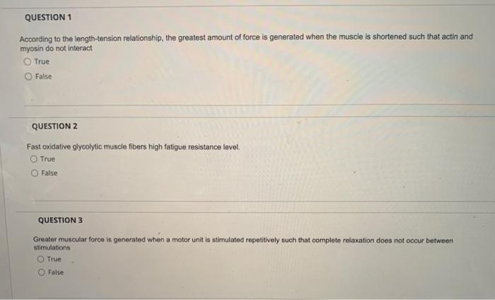 Question 1 According To The Length Tension Relationship The Greatest Amount Of Force Is Generated When The Muscle Is Sh 1