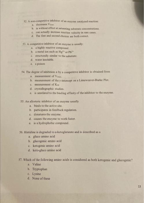 48 Study The Following Table And Determine Which Enzyme Has The Greatest Affinity For Its Substrate Enzyme El 62 E3 E4 2