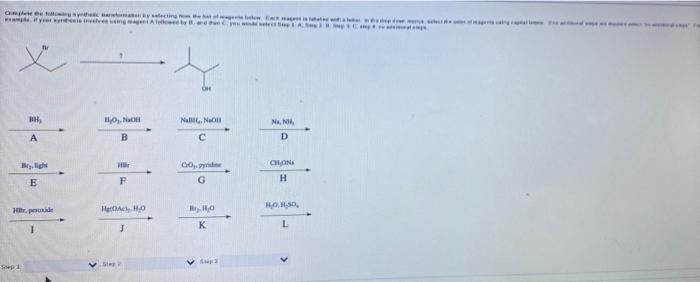 Complete Following Synthecaman Ky Selecting If Yr Wynesis Vee Veing Agent A Followed X Bh A By Light E Hllr Pede I De 1
