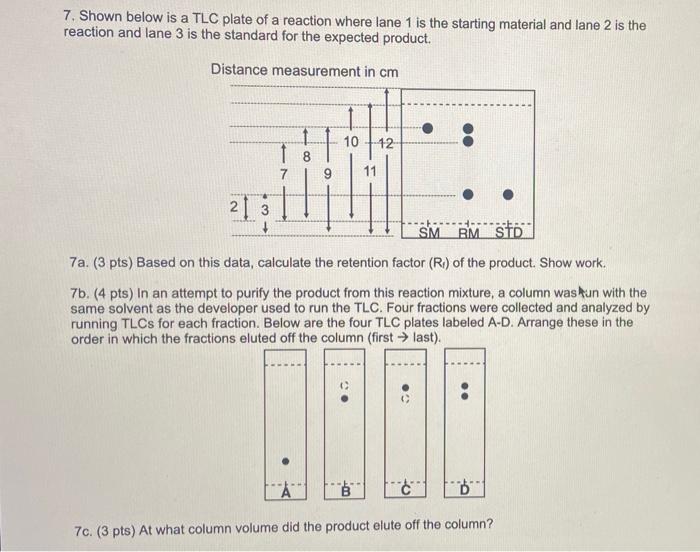 7 Shown Below Is A Tlc Plate Of A Reaction Where Lane 1 Is The Starting Material And Lane 2 Is The Reaction And Lane 3 1