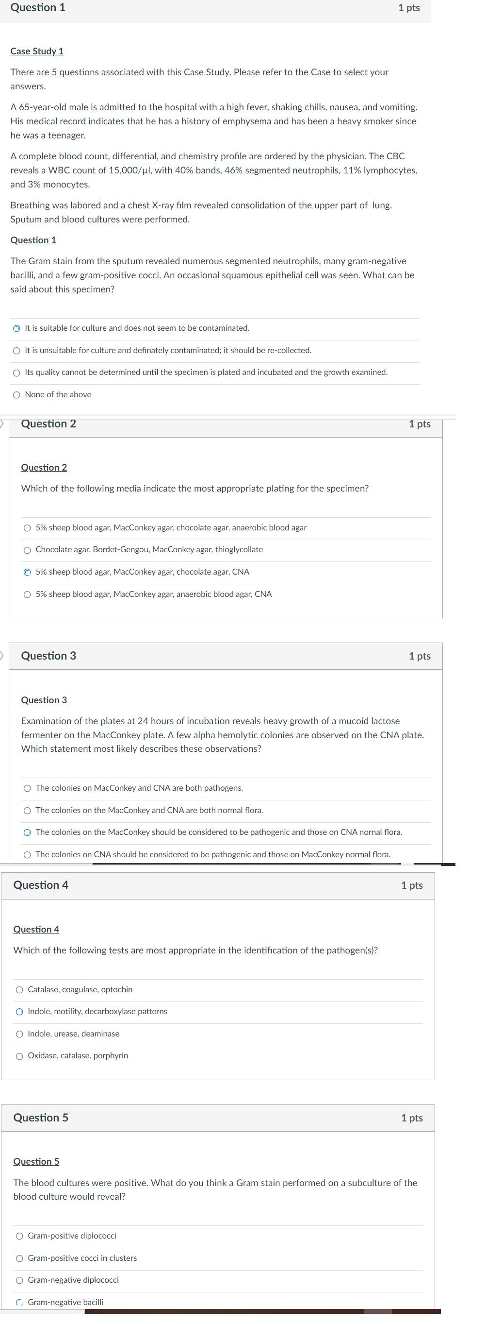 Question 1 1 Pts Case Study 1 There Are 5 Questions Associated With This Case Study Please Refer To The Case To Select 1