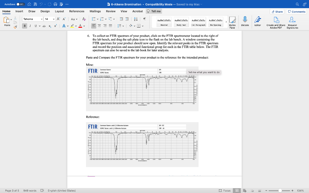 Off B C 6 9 Home Insert Draw Design Layout Autosave Arr Paste Page 3 Of 5 Tahama Bi U Va X X 949 Words 14 V Ref 1