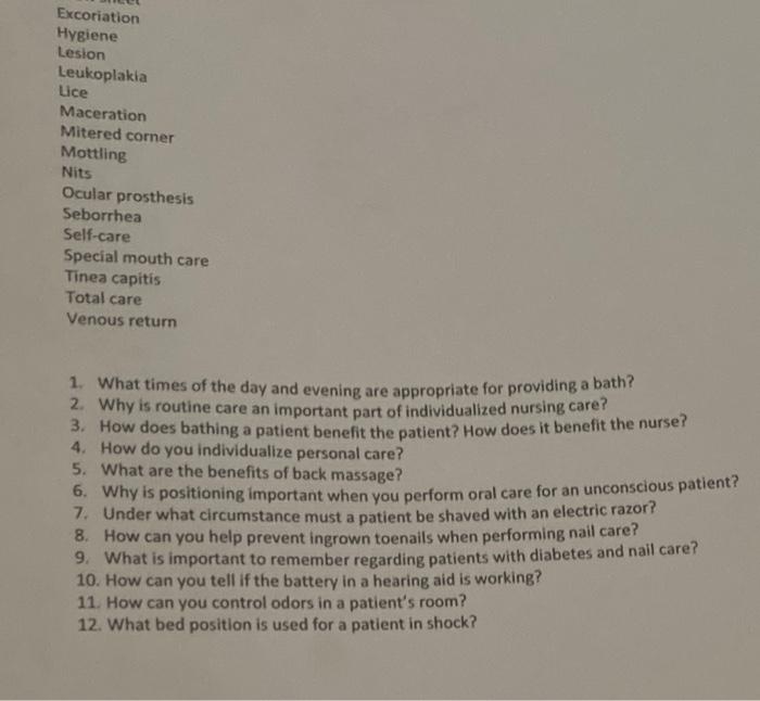 Excoriation Hygiene Lesion Leukoplakia Uce Maceration Mitered Corner Mottling Nits Ocular Prosthesis Seborrhea Self Care 1