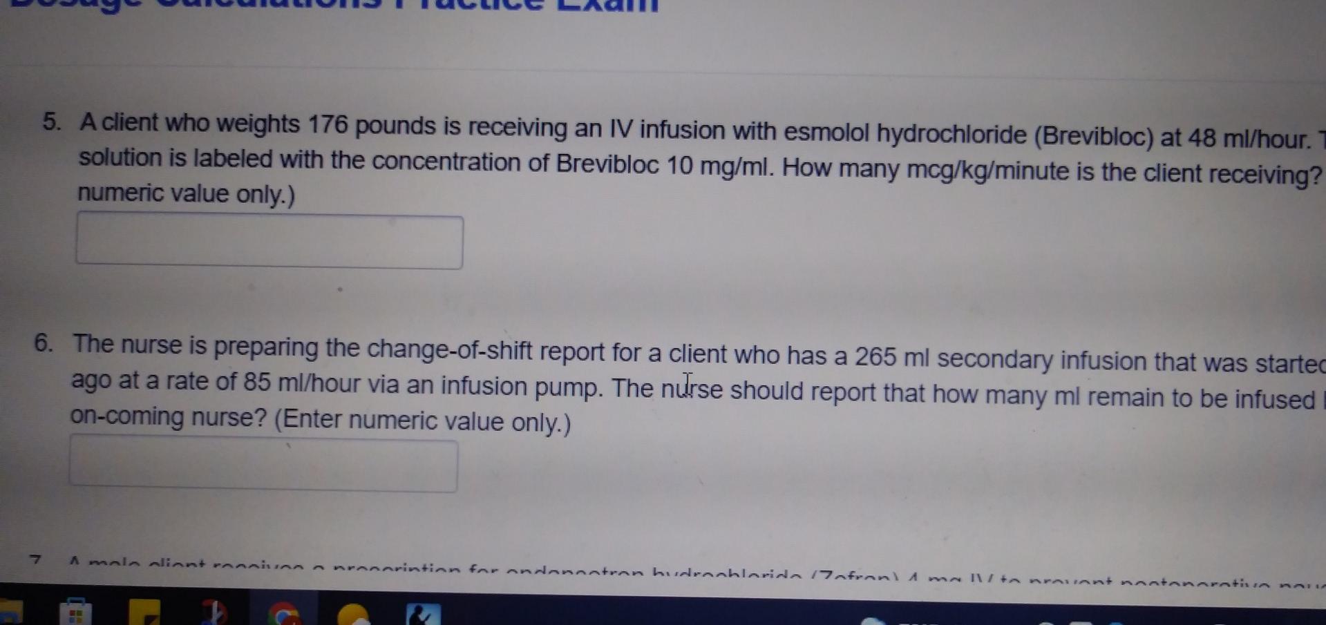 Calculations Practice Exam S With Cardiogenic Shock Weighs 220 Lb And Is Receiving Dopamine At The Rate Of 3 Mcg Kg Minu 3
