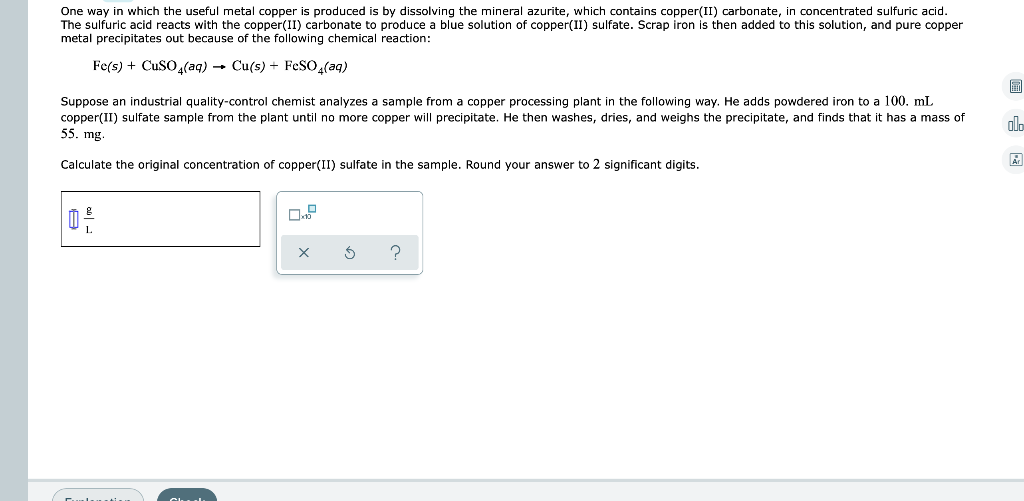 One Way In Which The Useful Metal Copper Is Produced Is By Dissolving The Mineral Azurite Which Contains Copper Ii Car 1